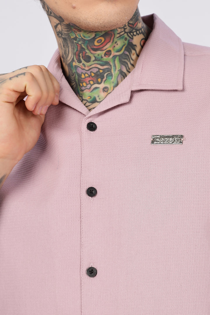Eszett: Classic textured fabric Pink Shirt