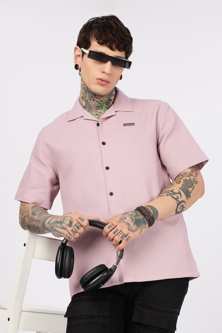 Eszett: Classic textured fabric Pink Shirt