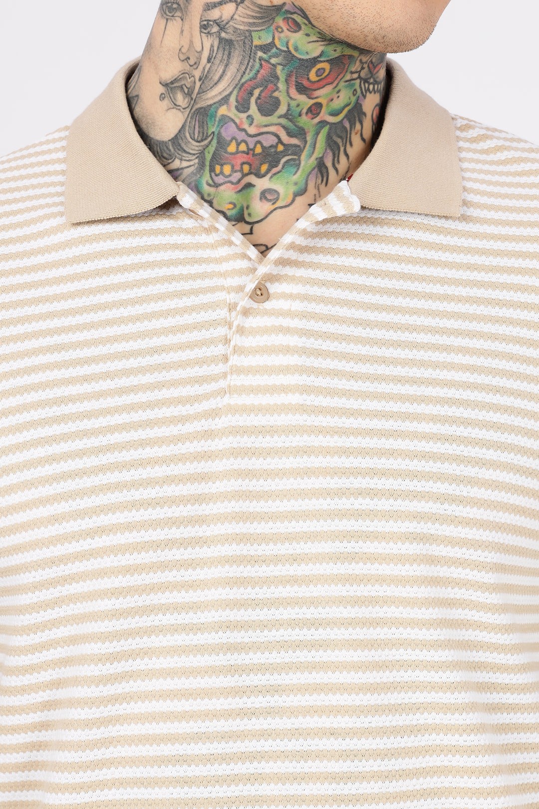 Cream Stripes Polo T-shirt