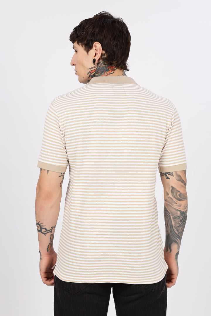 Cream Stripes Polo T-shirt