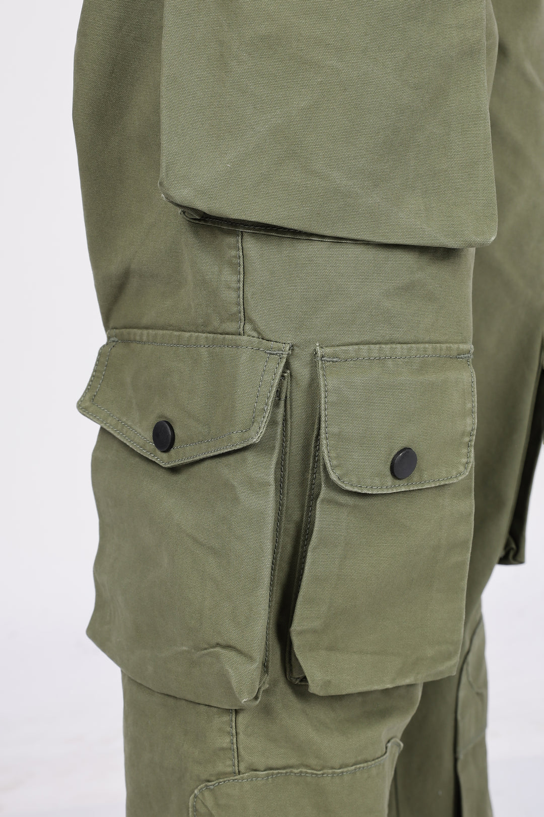 Green Canvas Multi- Pocket Cargo Pants