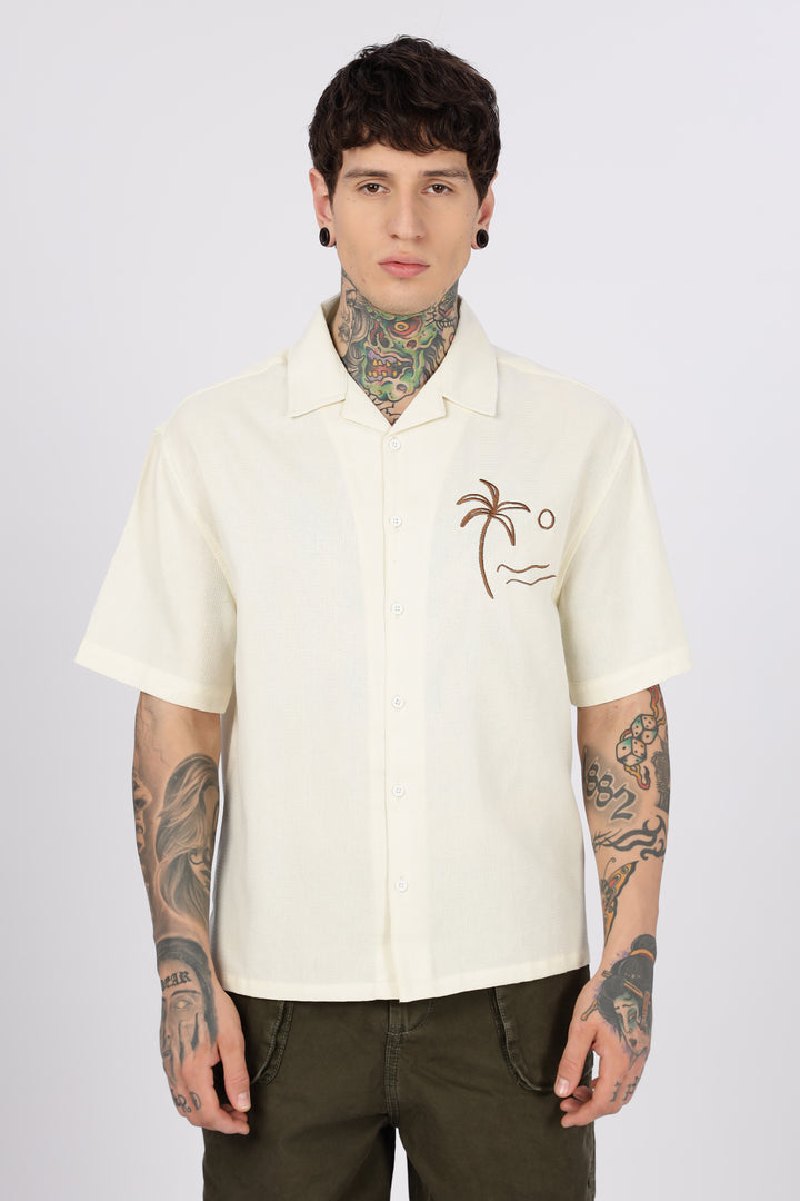 Beach: Textured Fabric Embroidery Shirt