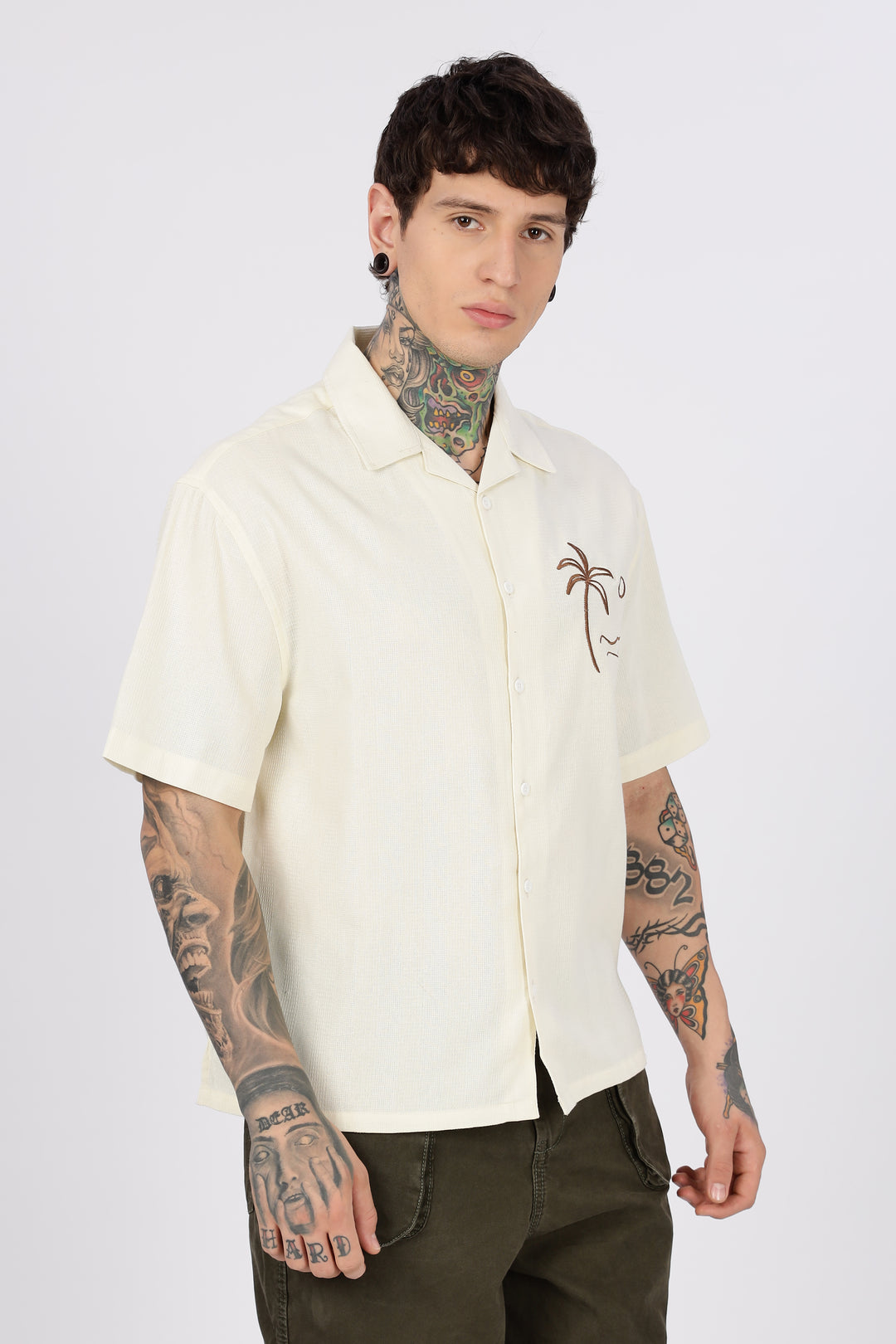 Beach: Textured Fabric Embroidery Shirt
