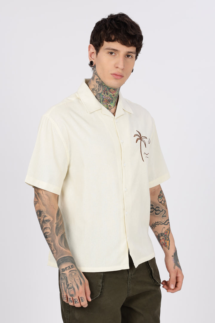 Beach: Textured Fabric Embroidery Shirt