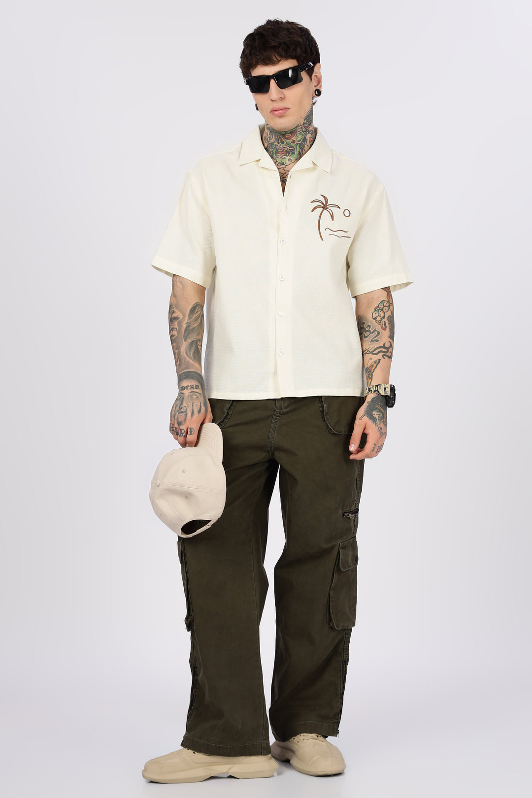 Beach: Textured Fabric Embroidery Shirt