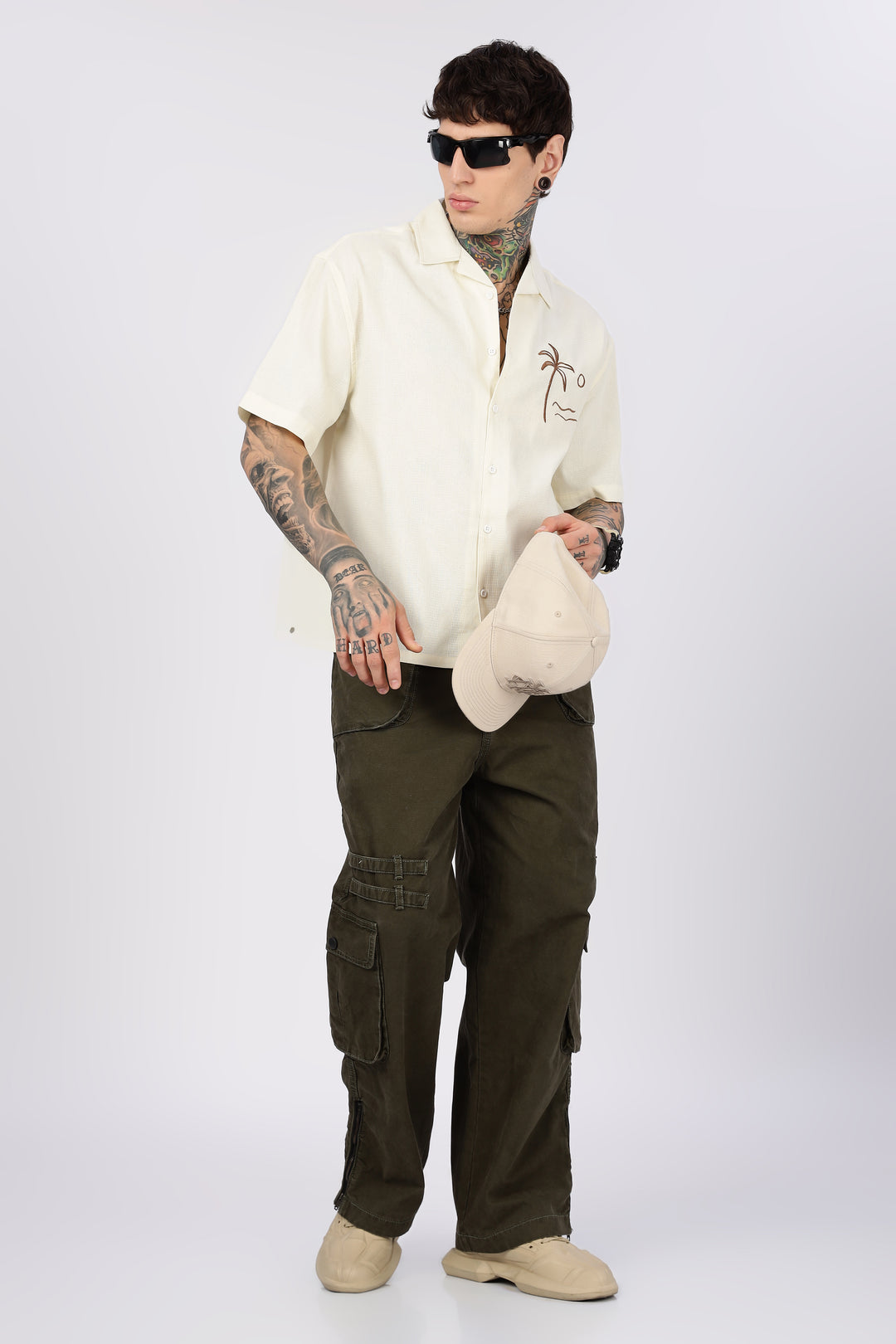 Beach: Textured Fabric Embroidery Shirt