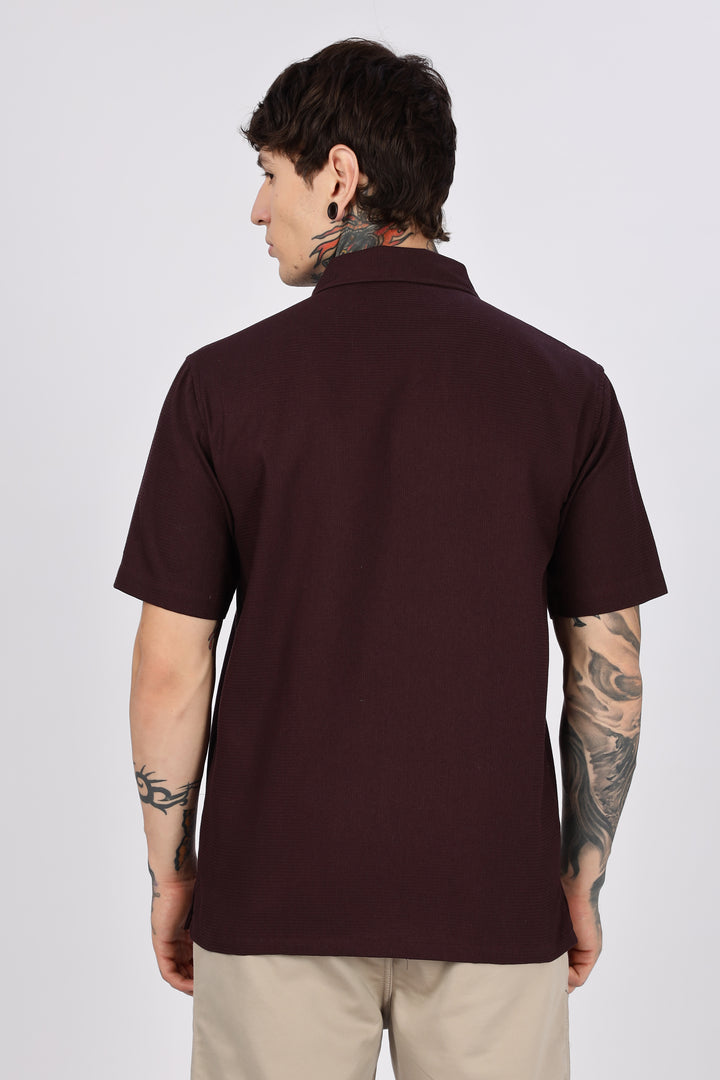Tiger: Embroidery Textured Fabric Cuban shirt