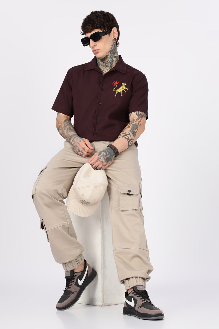 Cream Twill Regular Fit Cargo Pant