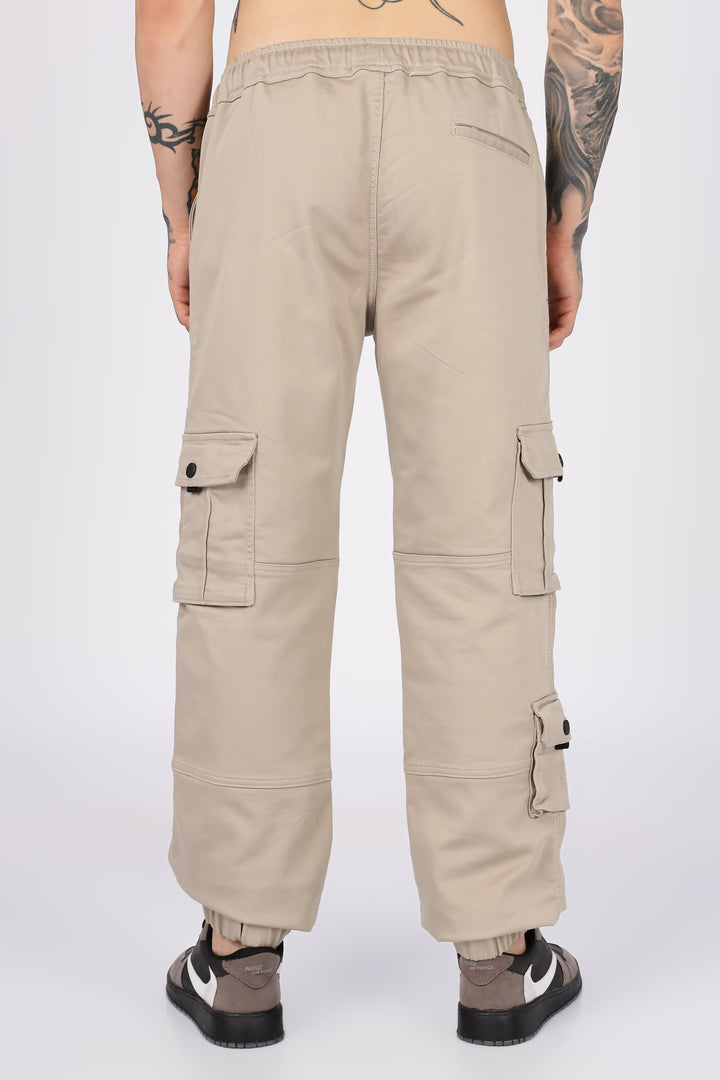 Cream Twill Regular Fit Cargo Pant