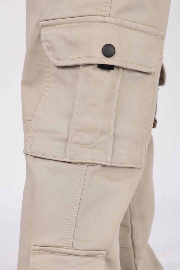 Cream Twill Regular Fit Cargo Pant