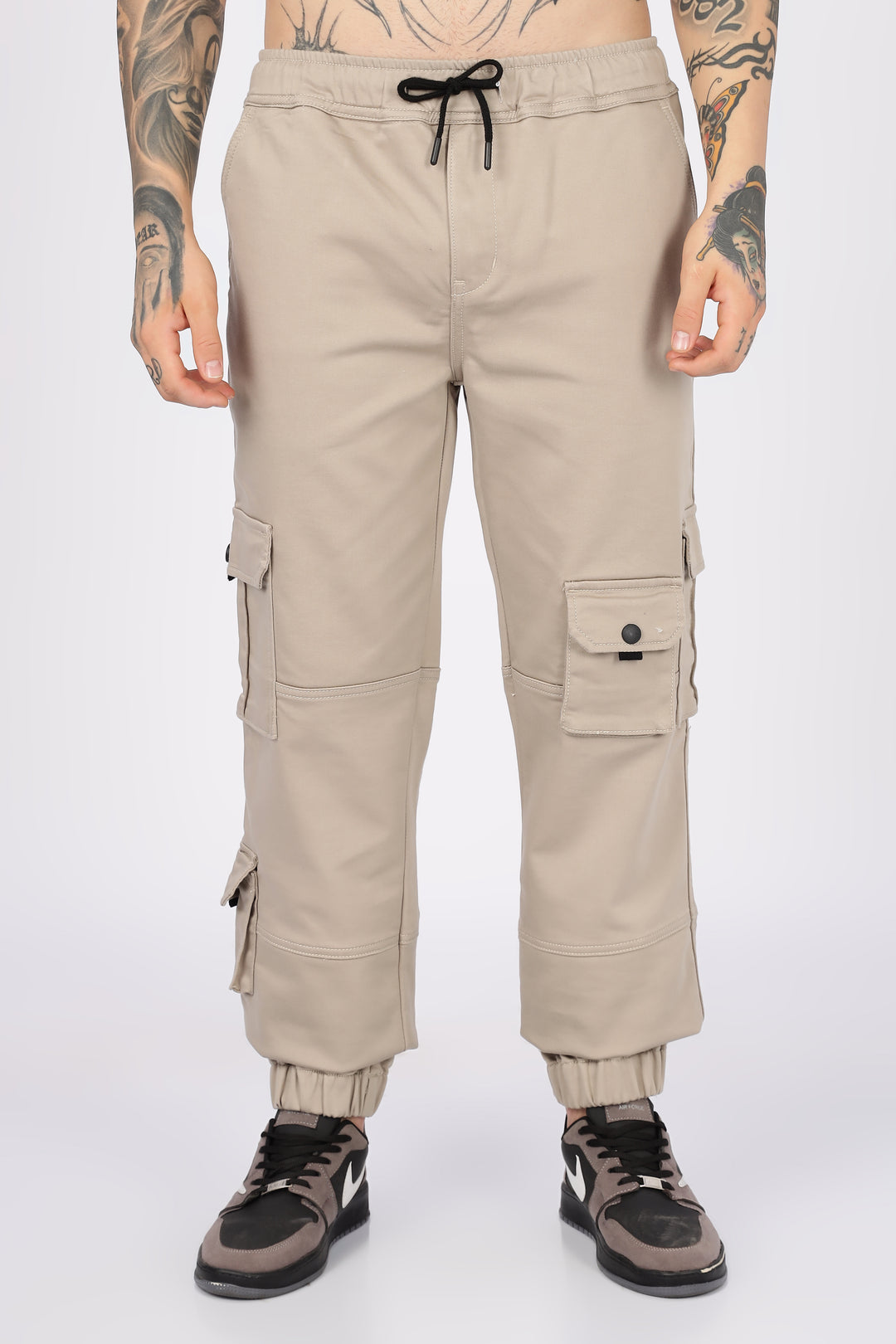 Cream Twill Regular Fit Cargo Pant