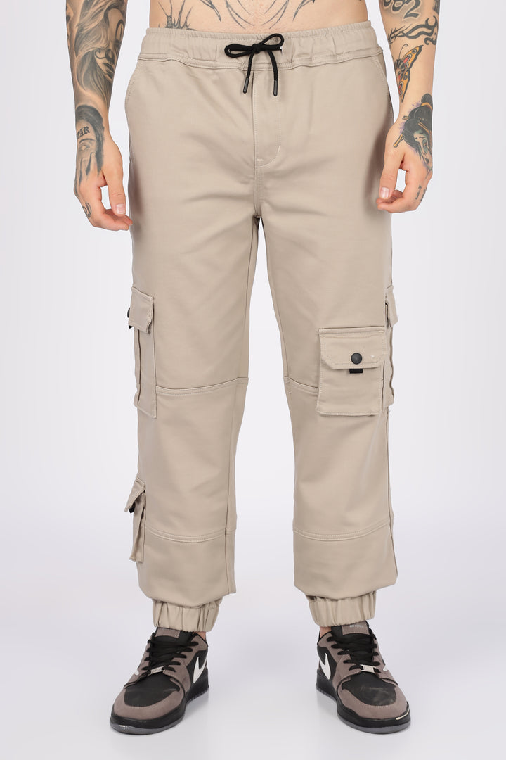 Cream Twill Regular Fit Cargo Pant