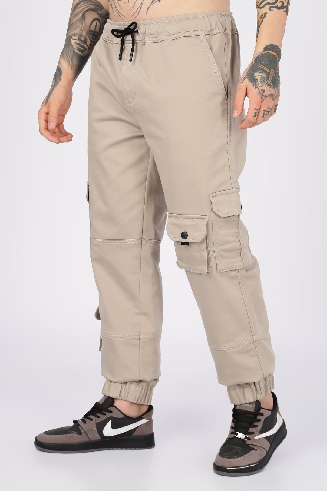 Cream Twill Regular Fit Cargo Pant