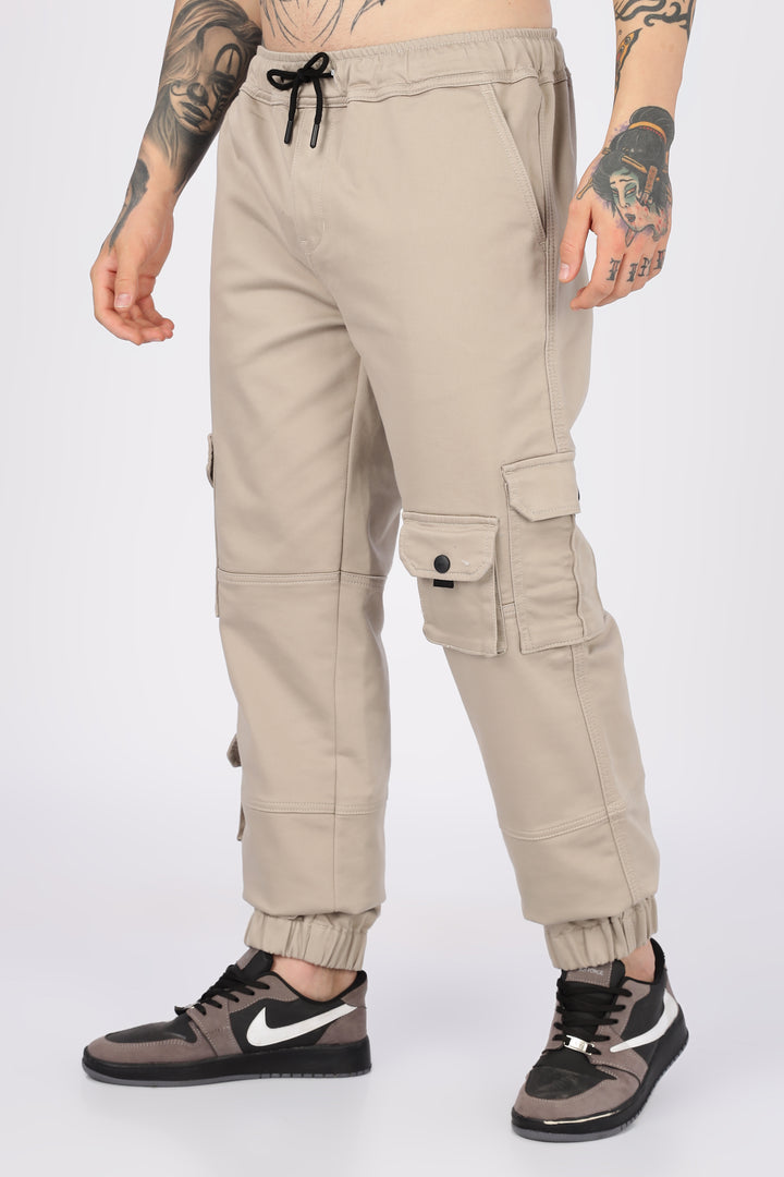 Cream Twill Regular Fit Cargo Pant