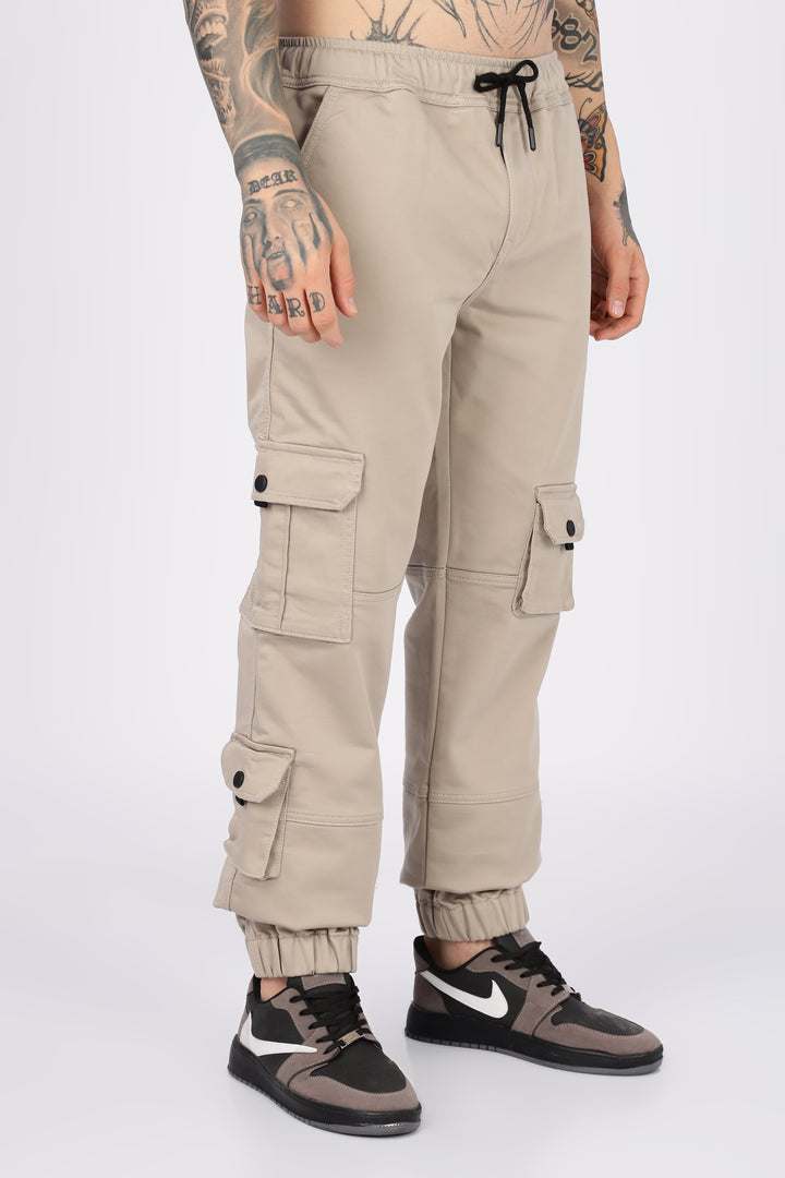 Cream Twill Regular Fit Cargo Pant