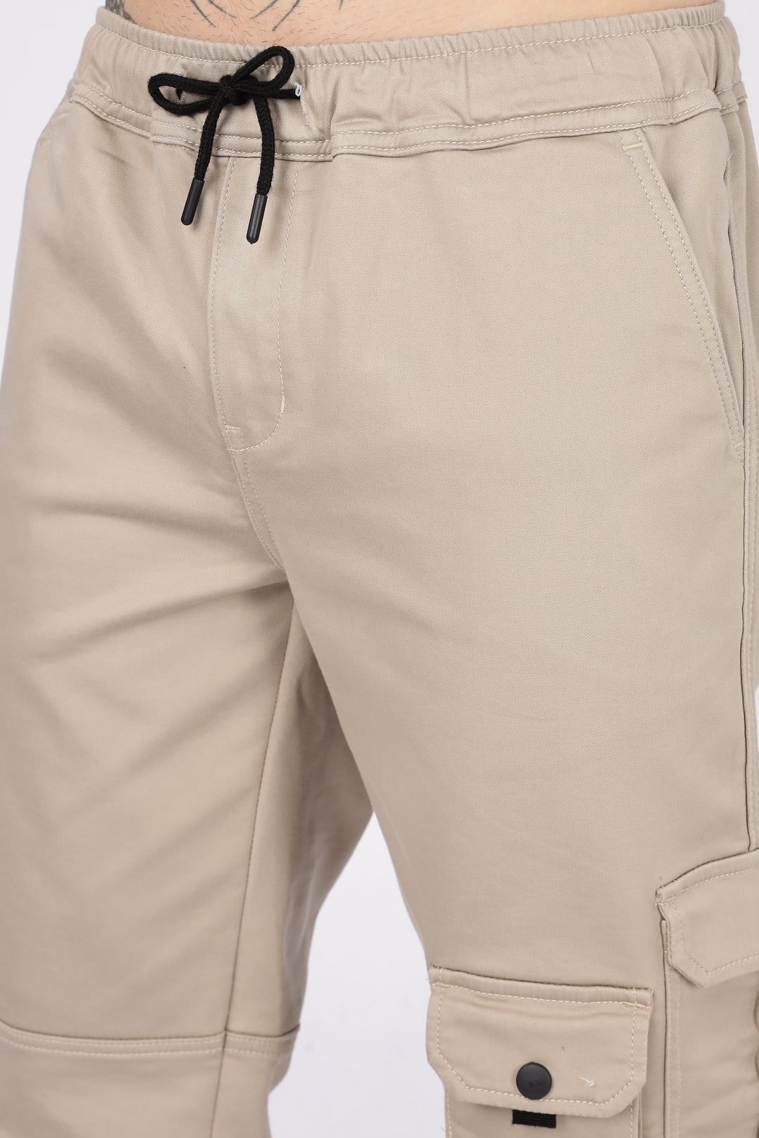 Cream Twill Regular Fit Cargo Pant