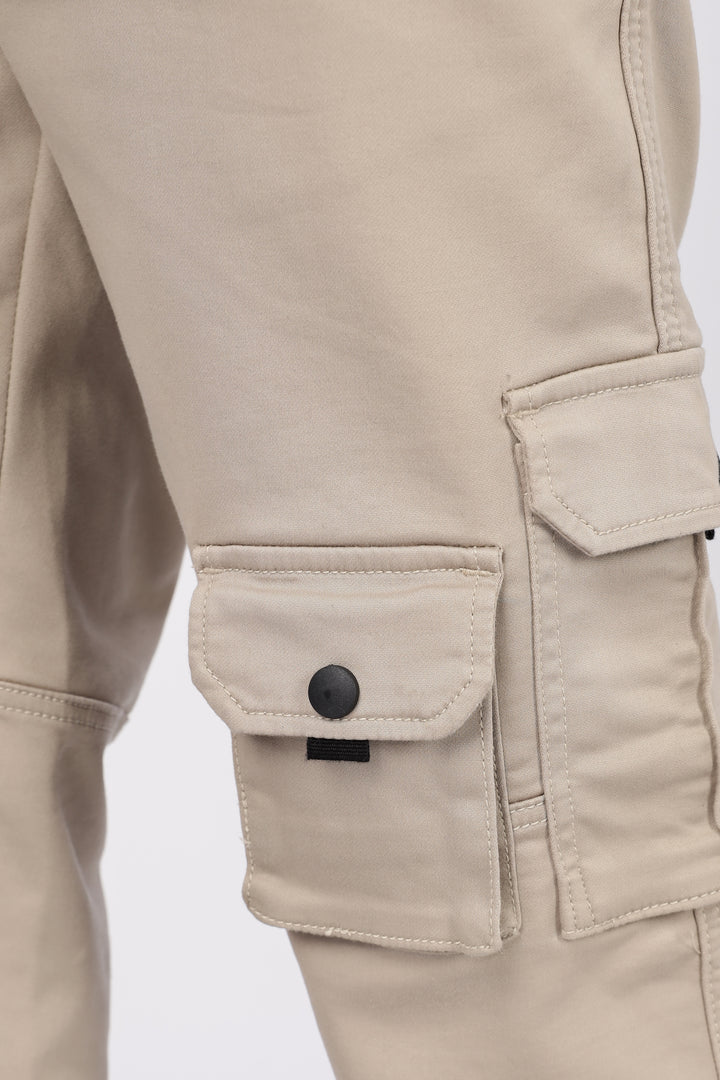 Cream Twill Regular Fit Cargo Pant