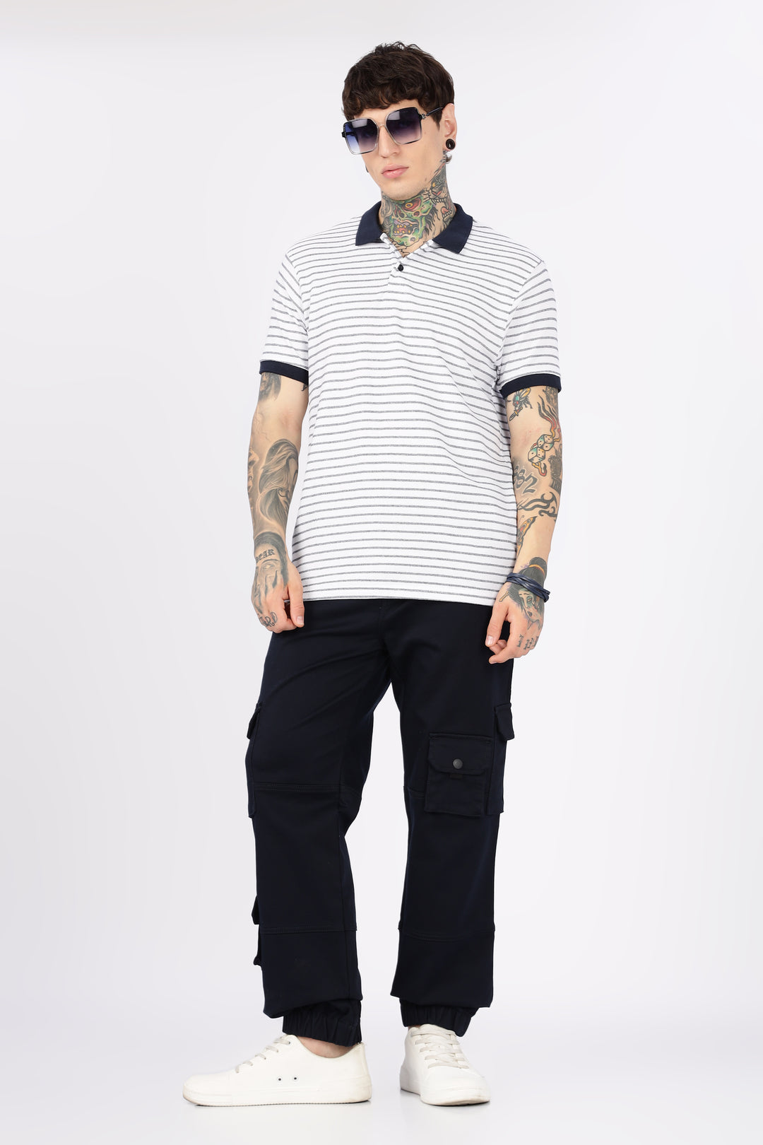 Navy Regular Fit Cargo Pants