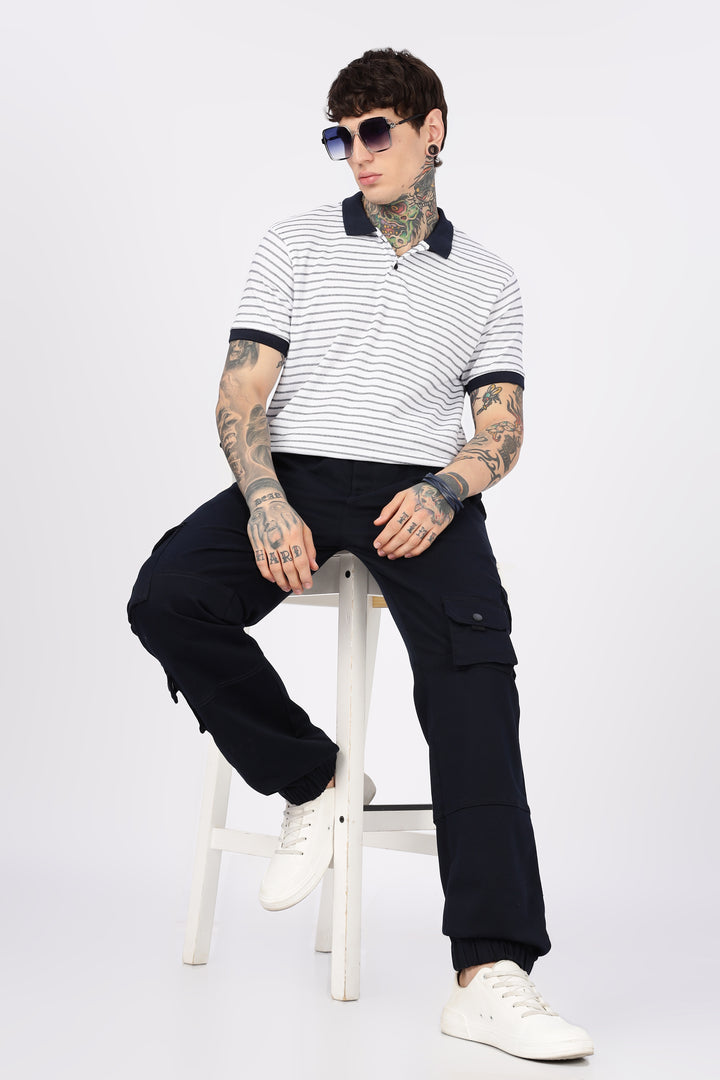 Navy Regular Fit Cargo Pants