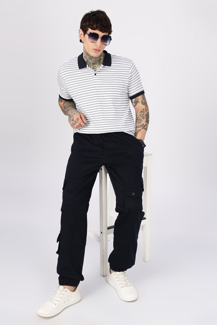 Navy Regular Fit Cargo Pants