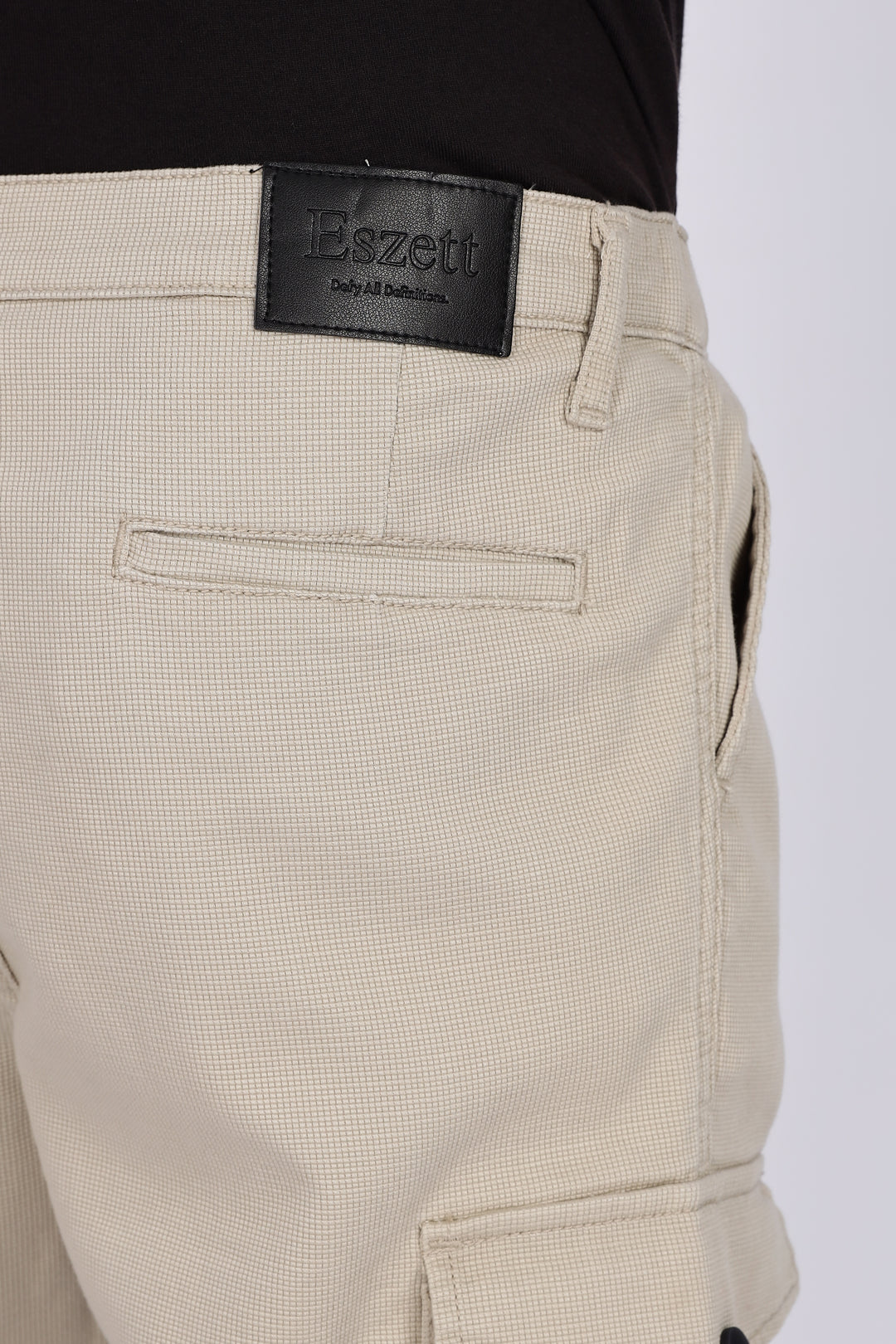Textured Fabric: Utility Cream Cargo Pants