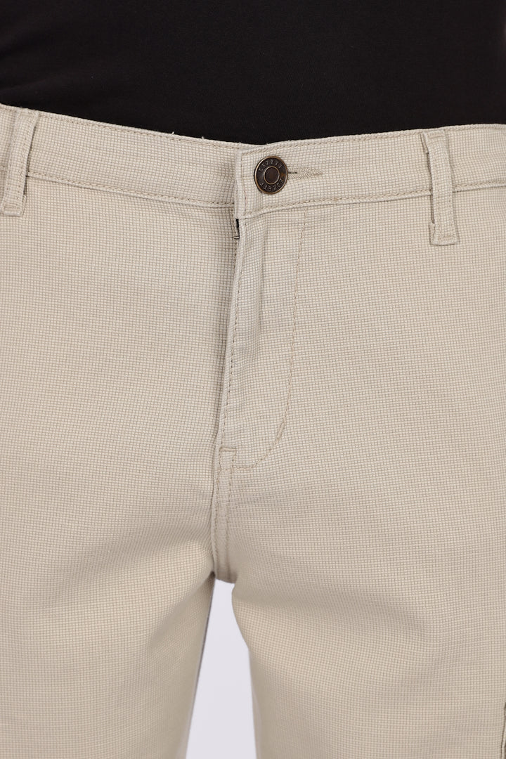 Textured Fabric: Utility Cream Cargo Pants