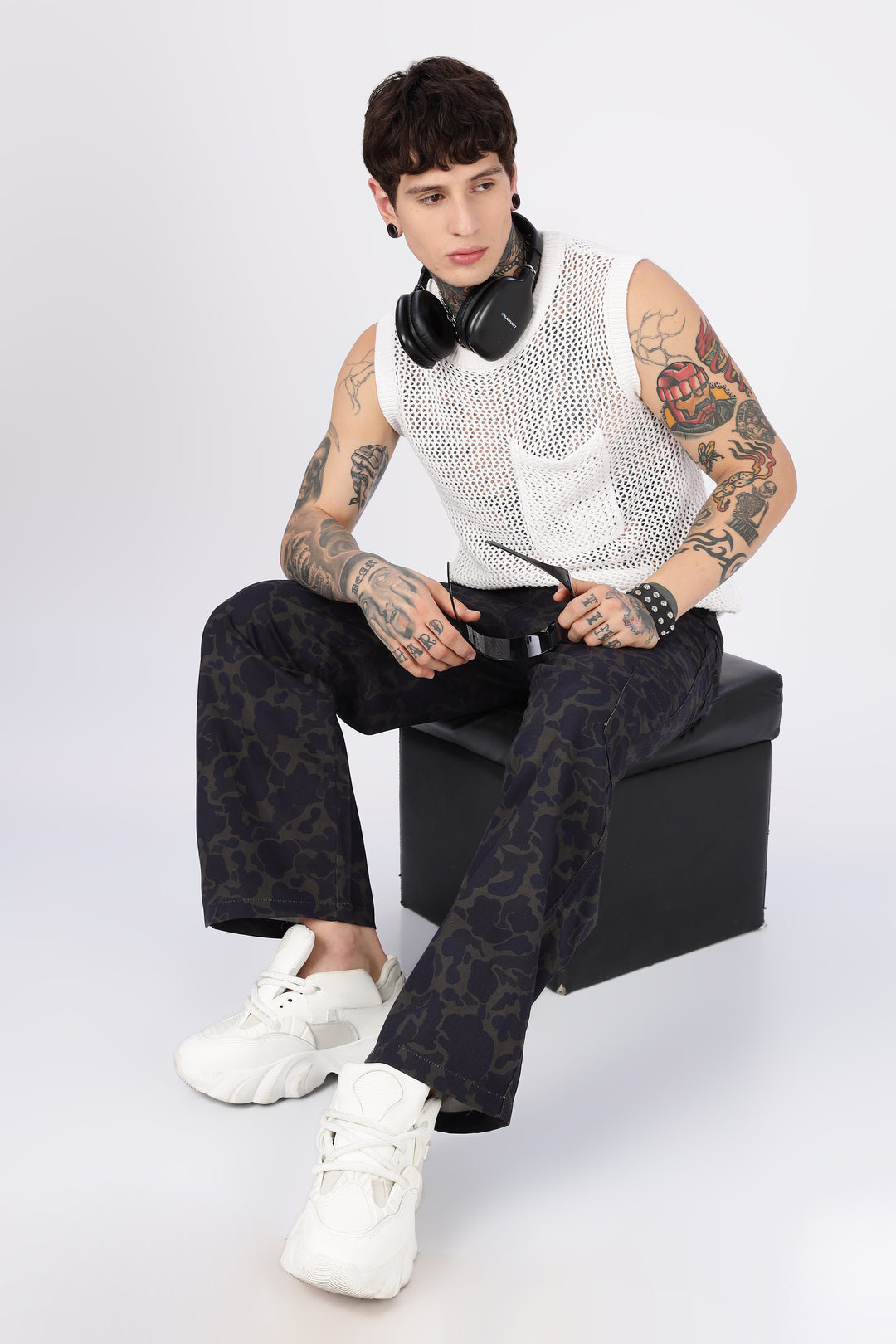 Camouflage Printed Baggy Cargo Pants