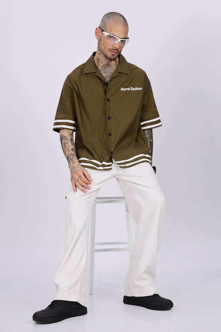 Altered Realities: Olive Embroidery Oversized Shirt