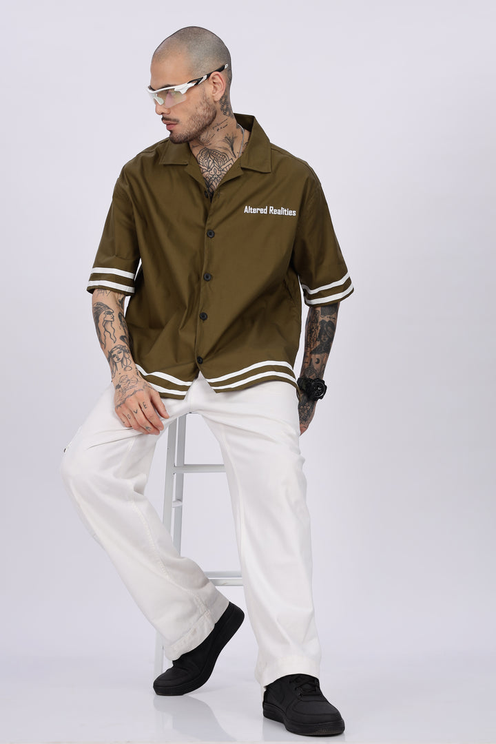 Altered Realities: Olive Embroidery Oversized Shirt