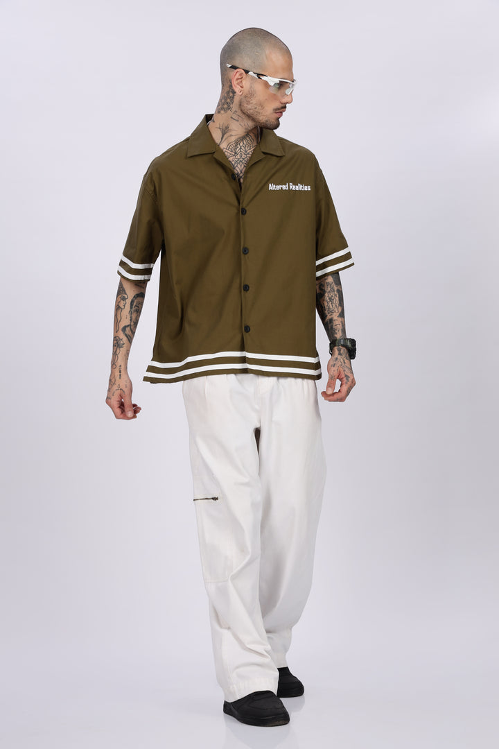 Altered Realities: Olive Embroidery Oversized Shirt