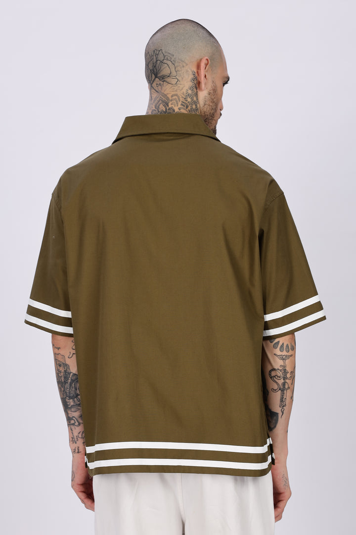 Altered Realities: Olive Embroidery Oversized Shirt