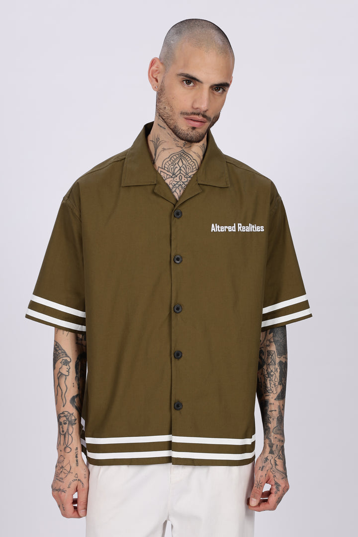 Altered Realities: Olive Embroidery Oversized Shirt