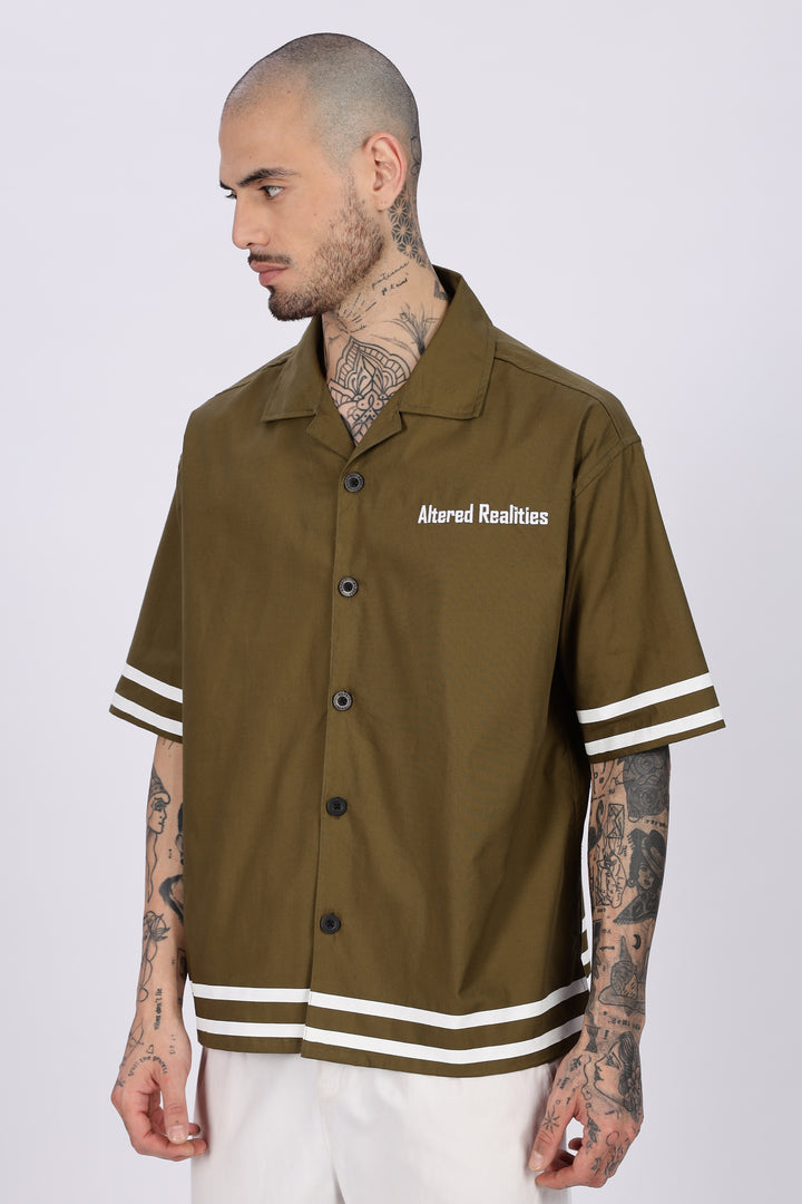 Altered Realities: Olive Embroidery Oversized Shirt