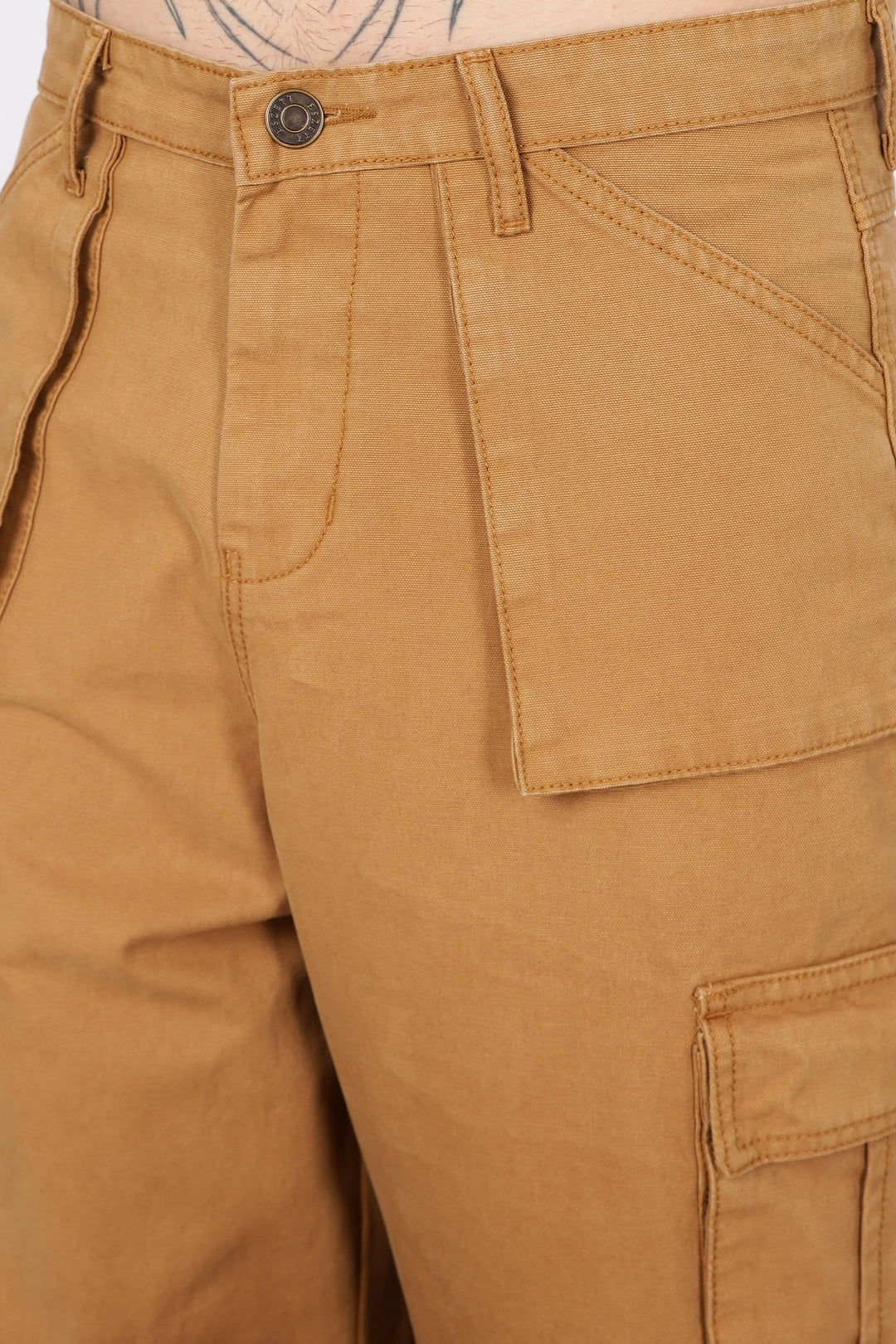 Canvas: Beige Baggy Stylish Cargo Pants