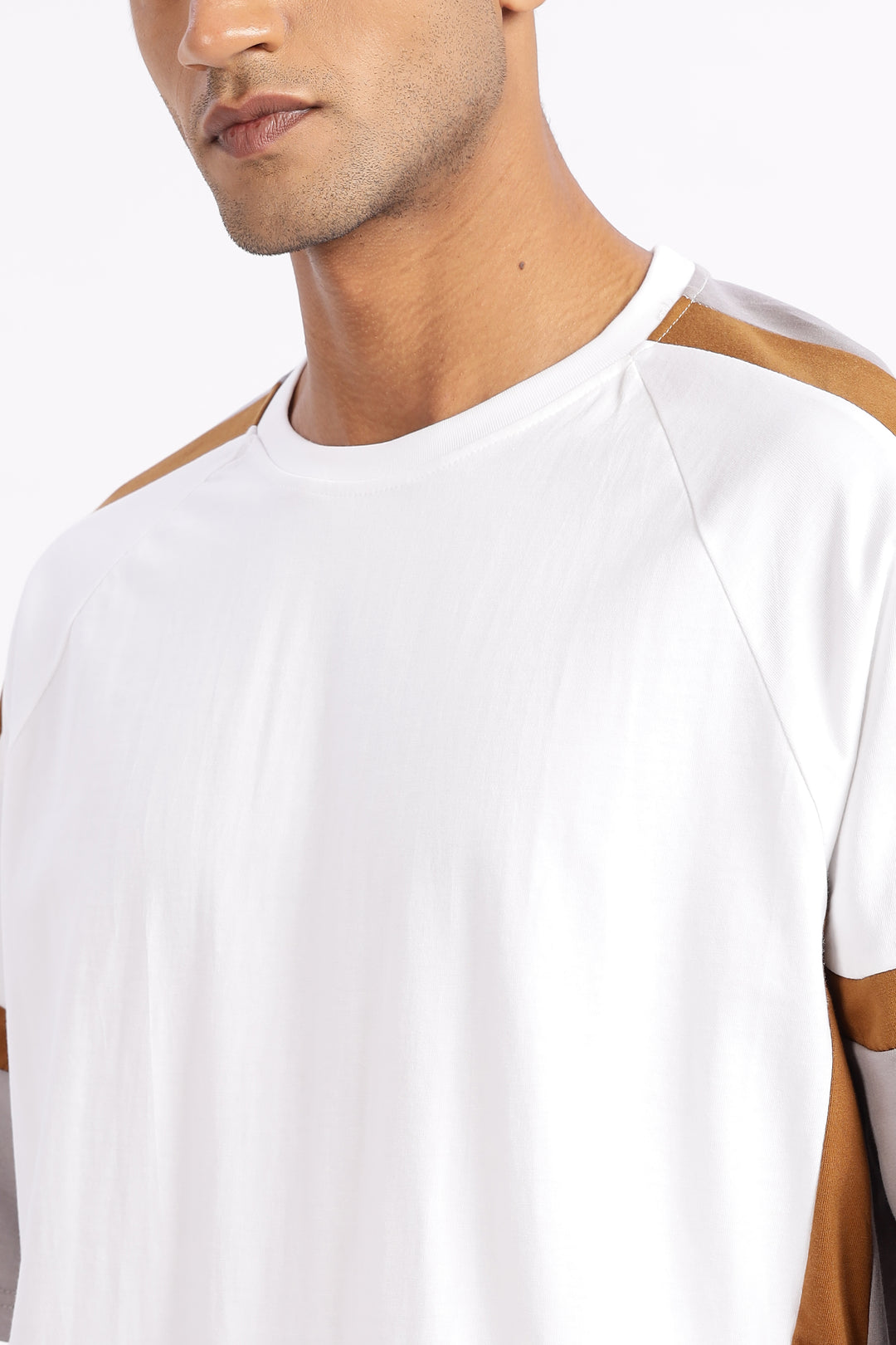 Cut & Sew White Oversized T-shirt