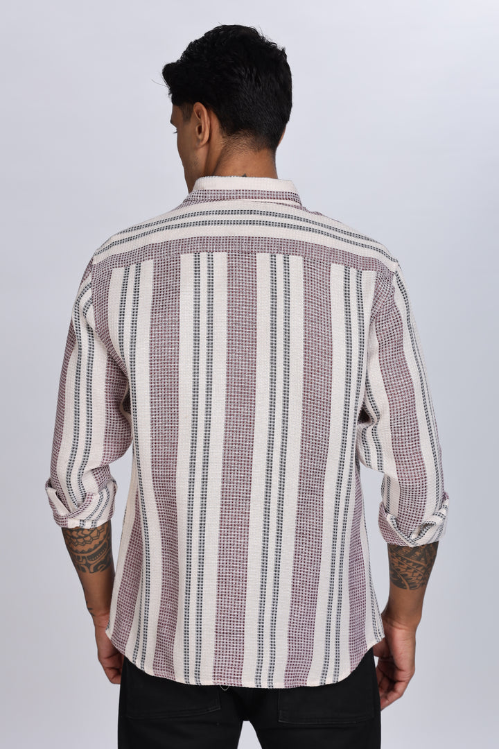 Stripes: Maroon Textured fabric Shirt
