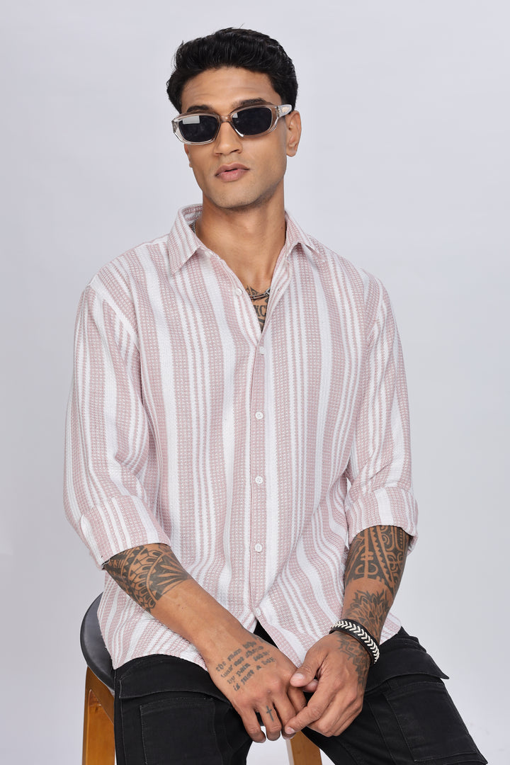 Stripes: Pink Textured Fabric Shirt