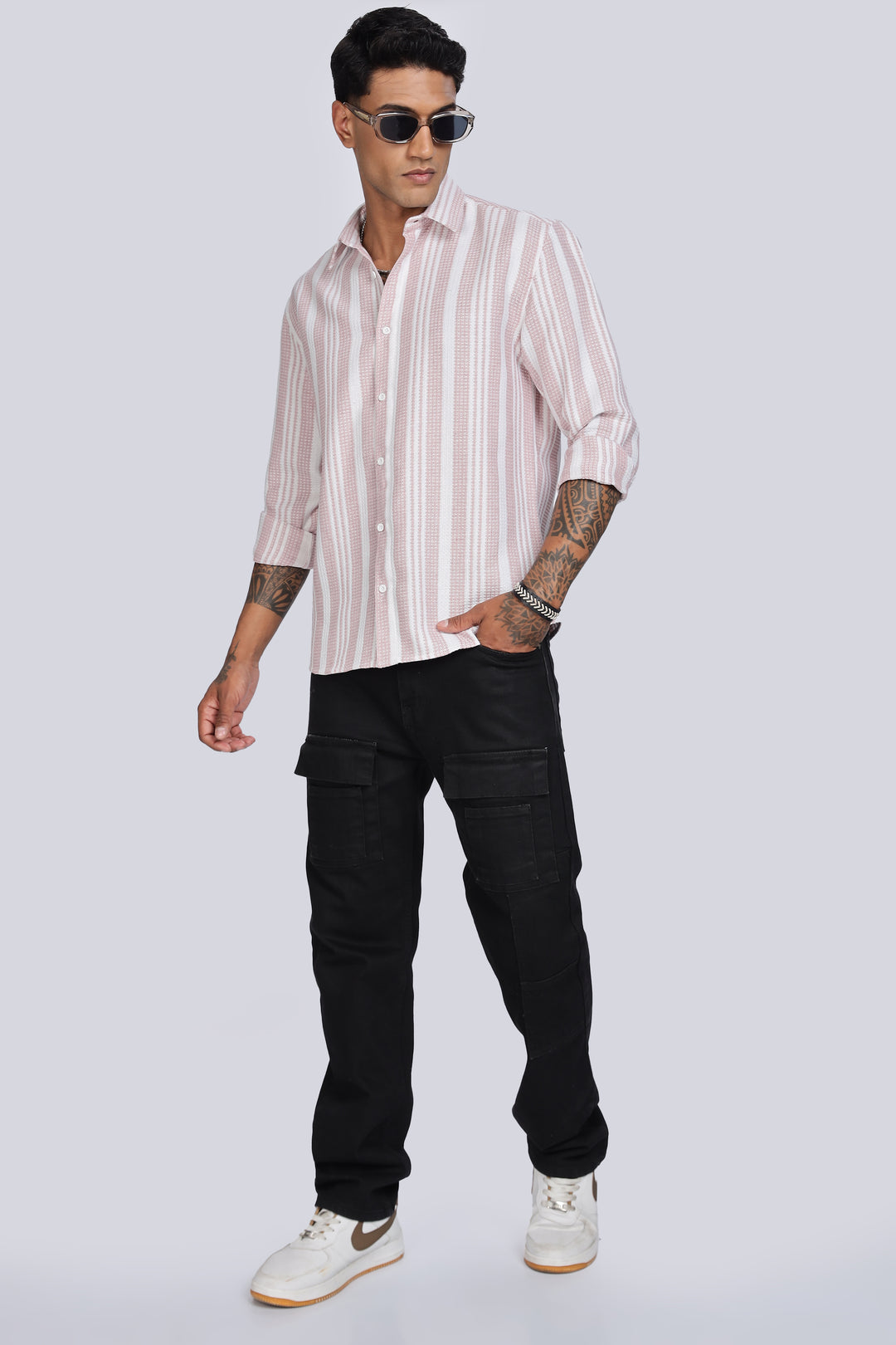 Stripes: Pink Textured Fabric Shirt