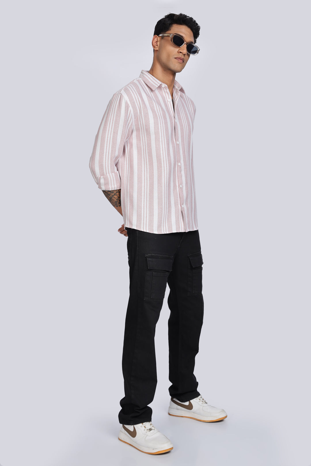 Stripes: Pink Textured Fabric Shirt