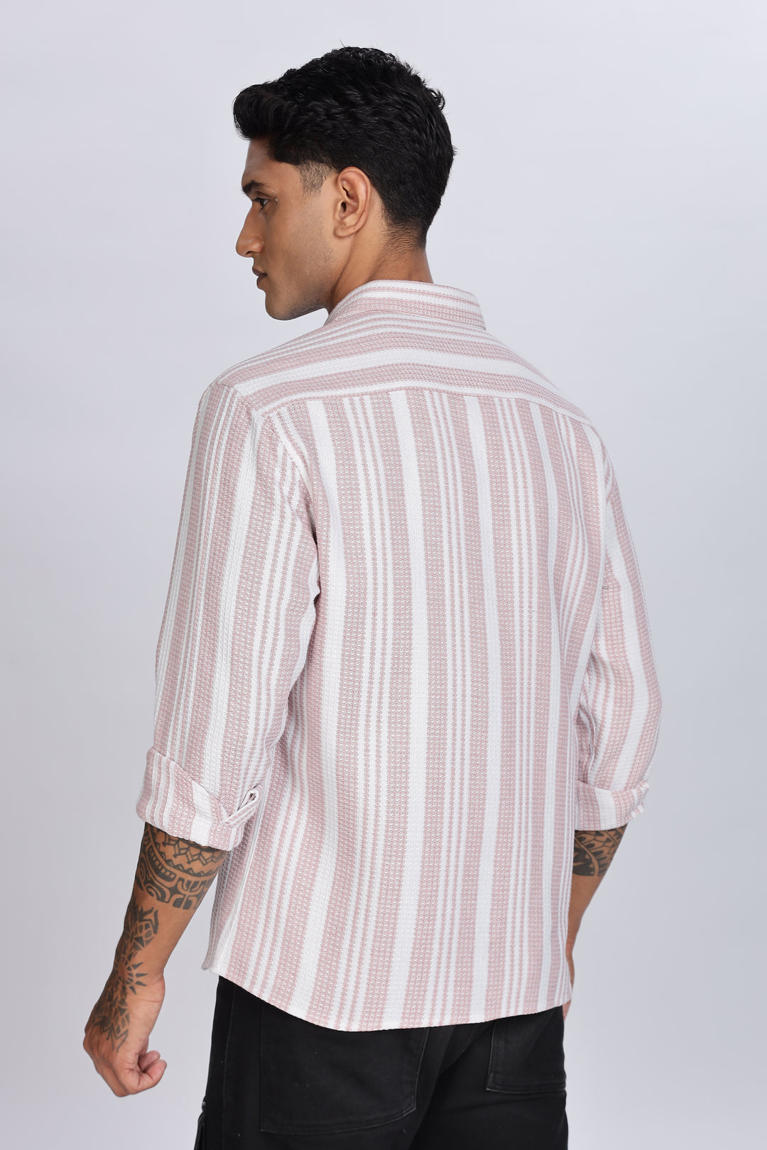 Stripes: Pink Textured Fabric Shirt