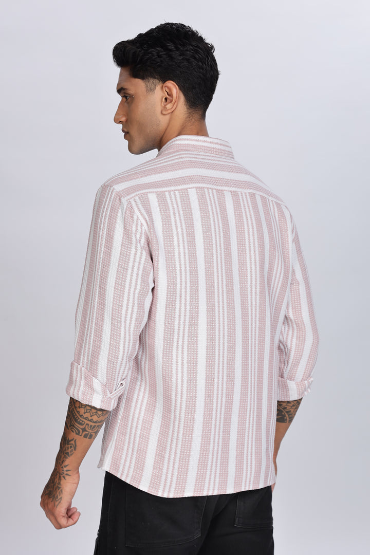 Stripes: Pink Textured Fabric Shirt