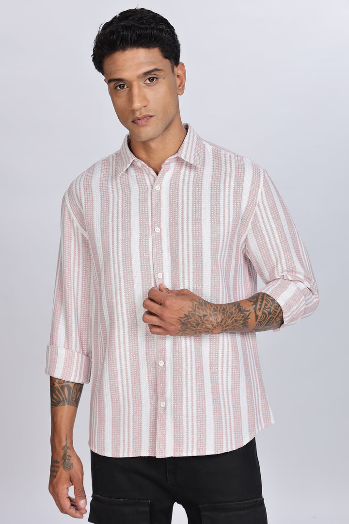 Stripes: Pink Textured Fabric Shirt