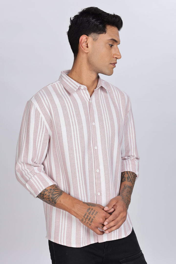 Stripes: Pink Textured Fabric Shirt