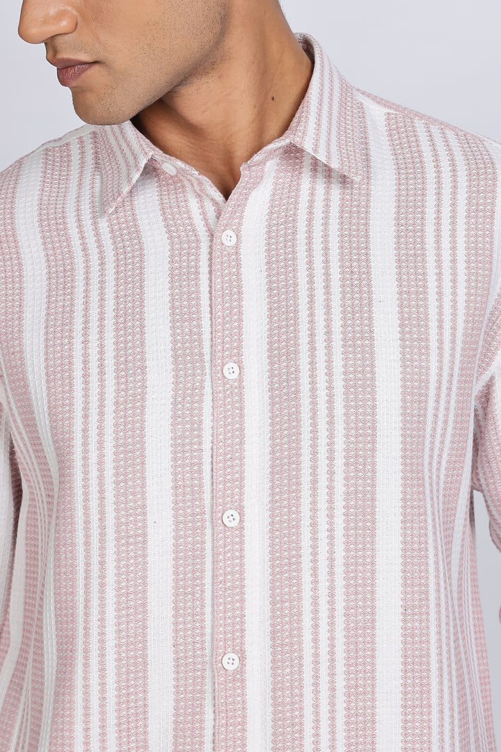 Stripes: Pink Textured Fabric Shirt
