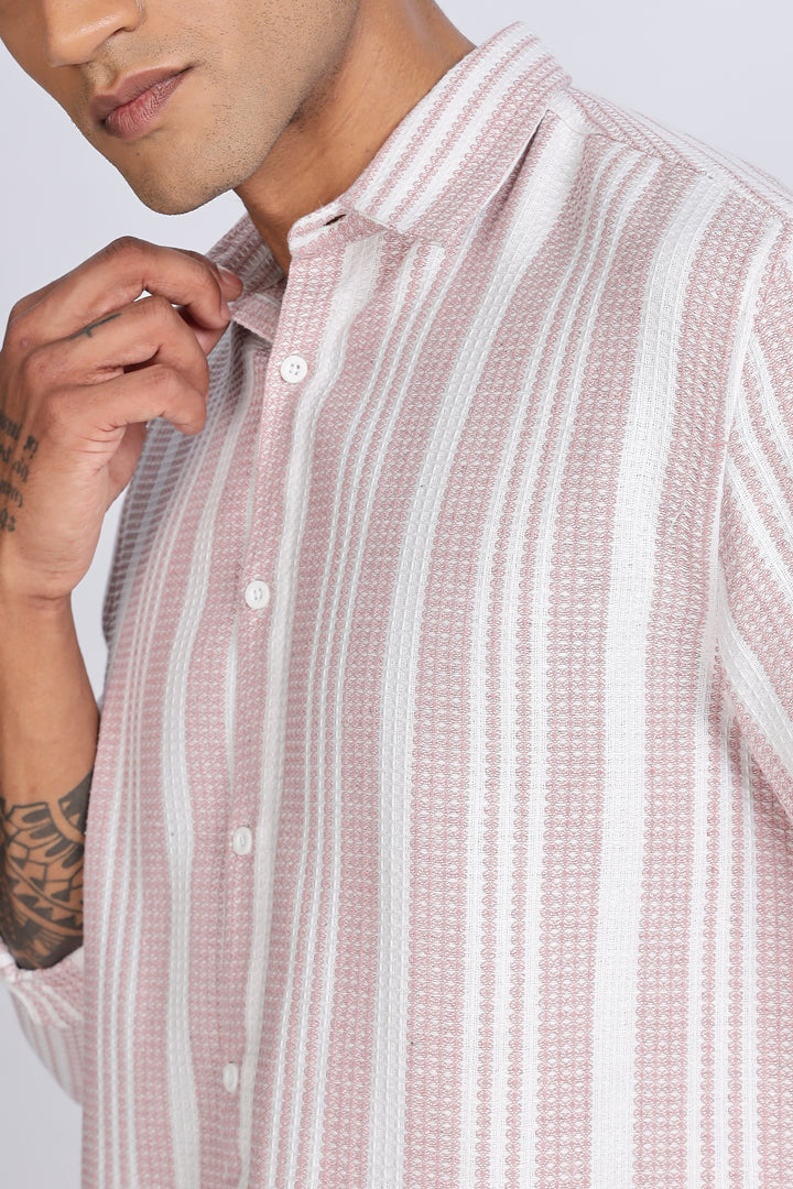 Stripes: Pink Textured Fabric Shirt