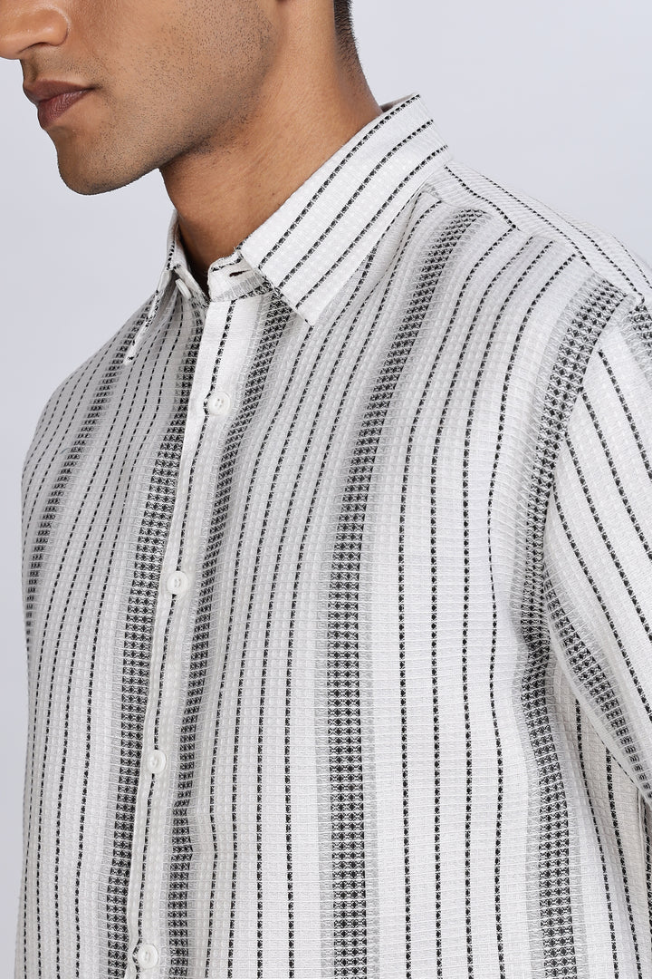 Stripes: Grey Textured Fabric shirt