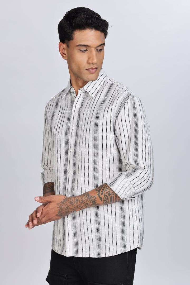 Stripes: Grey Textured Fabric shirt