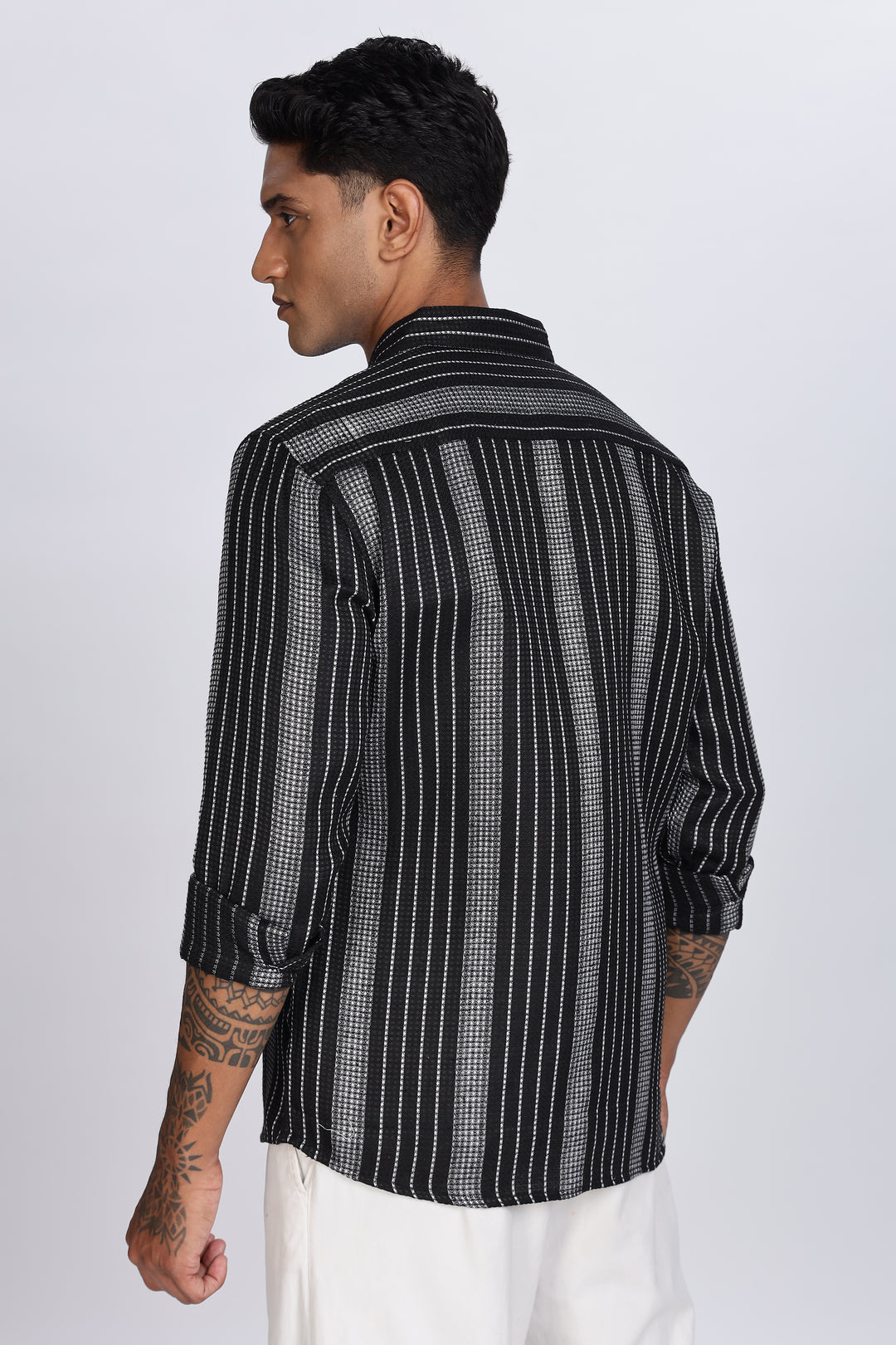 Stripes: Black Textured Fabric shirt