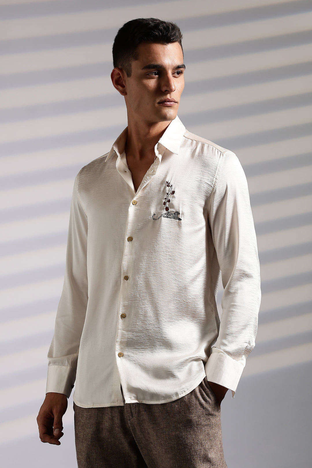 Elegant embroidery Textured fabric Shirt