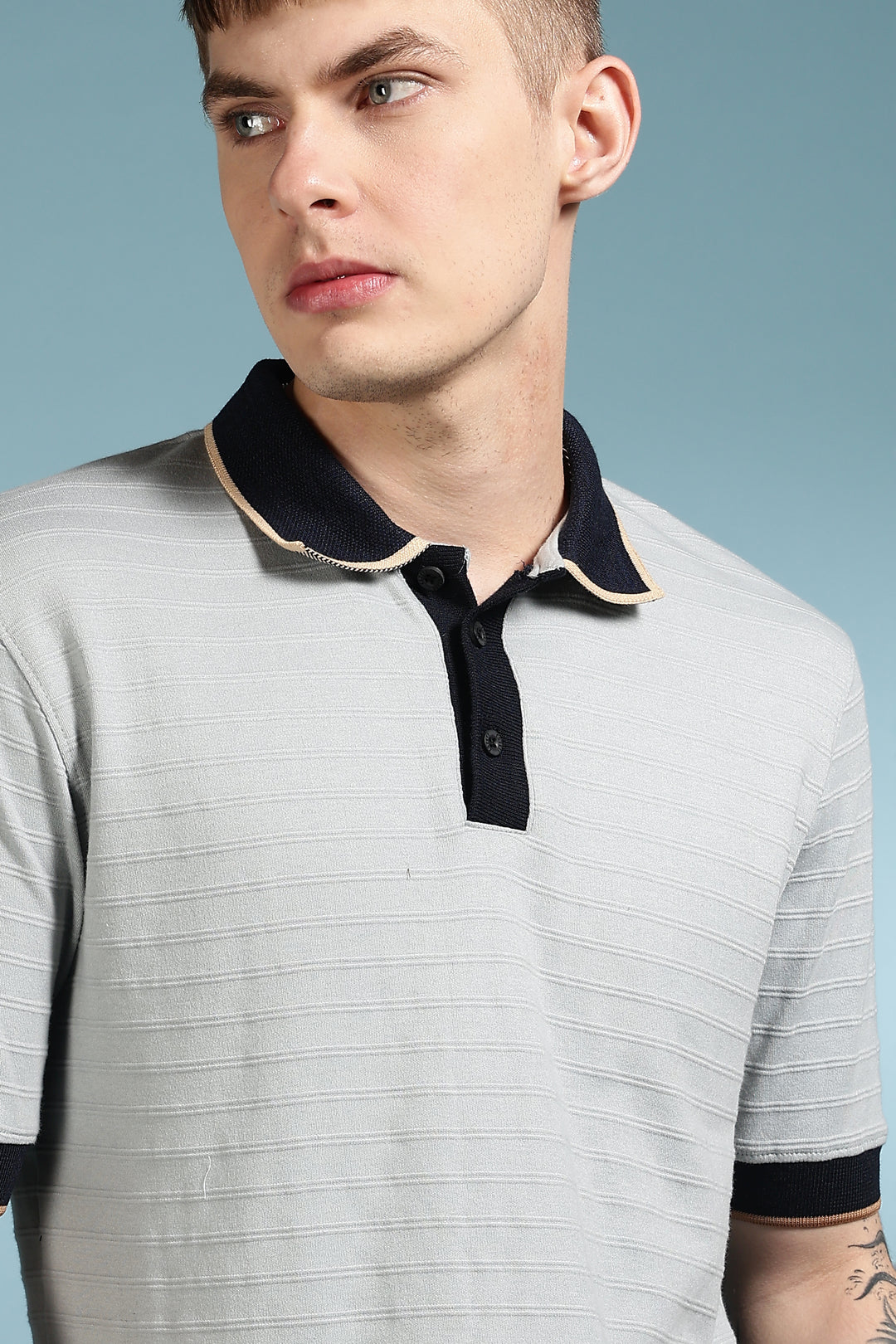 Classic: Grey Textured Polo Shirt
